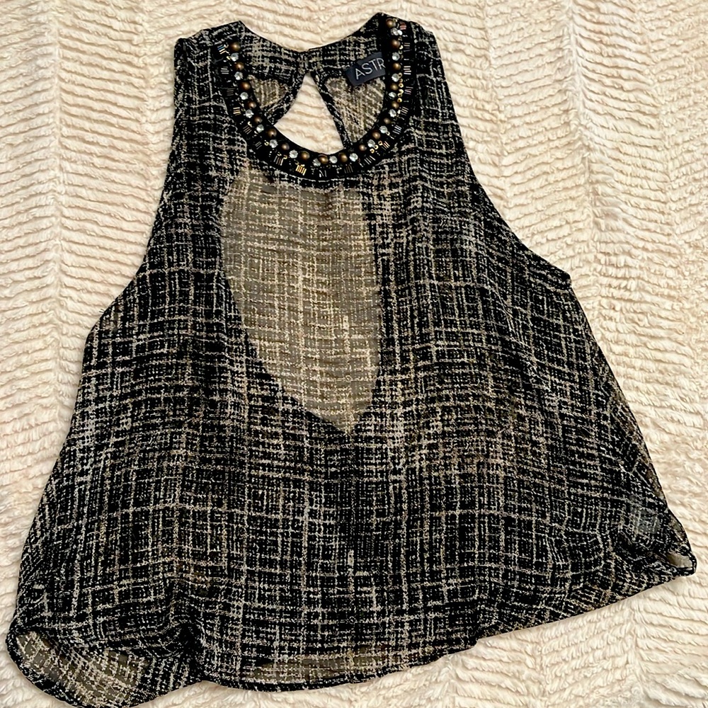 ASTR the Label Sheer Black Cropped Top